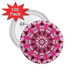 Twirling Pink, Abstract Candy Lace Jewels Mandala  2 25  Button (100 Pack)