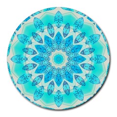 Blue Ice Goddess, Abstract Crystals Of Love 8  Mouse Pad (round) by DianeClancy