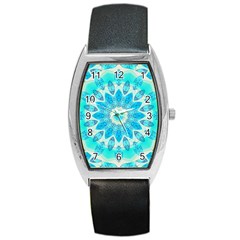 Blue Ice Goddess, Abstract Crystals Of Love Tonneau Leather Watch