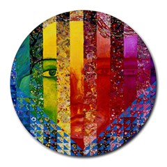 Conundrum I, Abstract Rainbow Woman Goddess  8  Mouse Pad (round) by DianeClancy