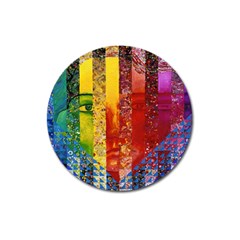 Conundrum I, Abstract Rainbow Woman Goddess  Magnet 3  (round) by DianeClancy