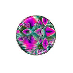 Crystal Flower Garden, Abstract Teal Violet Golf Ball Marker 4 Pack (for Hat Clip) by DianeClancy