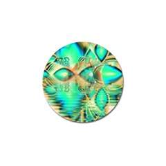 Golden Teal Peacock, Abstract Copper Crystal Golf Ball Marker by DianeClancy