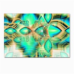 Golden Teal Peacock, Abstract Copper Crystal Postcard 4 x 6  (10 Pack) by DianeClancy