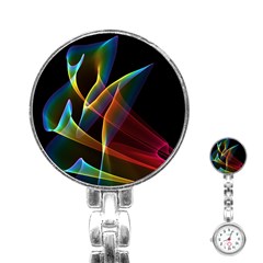 Peacock Symphony, Abstract Rainbow Music Stainless Steel Nurses Watch by DianeClancy