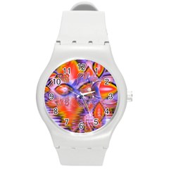 Crystal Star Dance, Abstract Purple Orange Plastic Sport Watch (medium) by DianeClancy