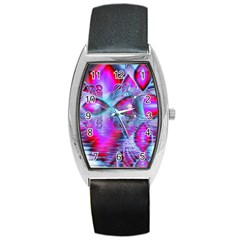 Crystal Northern Lights Palace, Abstract Ice  Tonneau Leather Watch by DianeClancy