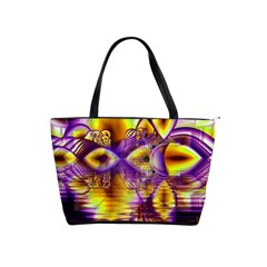 Golden Violet Crystal Palace, Abstract Cosmic Explosion Large Shoulder Bag by DianeClancy