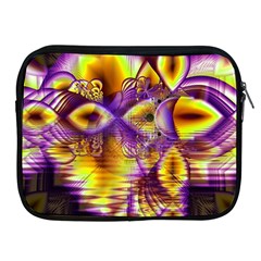 Golden Violet Crystal Palace, Abstract Cosmic Explosion Apple Ipad Zippered Sleeve by DianeClancy