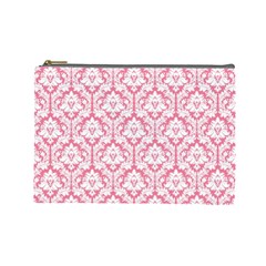 Soft Pink Damask Pattern Cosmetic Bag (large) by Zandiepants