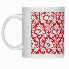 White On Red Damask White Coffee Mug by Zandiepants