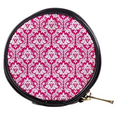 Hot Pink Damask Pattern Mini Makeup Bag by Zandiepants