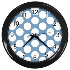 Blue Polkadot Wall Clock (black) by Zandiepants