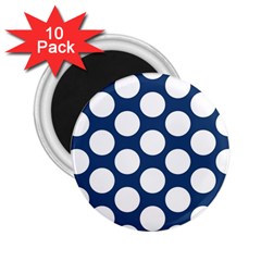 Dark Blue Polkadot 2 25  Button Magnet (10 Pack) by Zandiepants