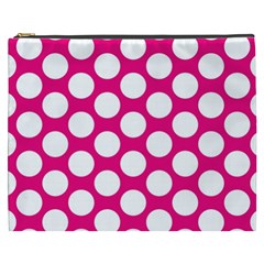 Pink Polkadot Cosmetic Bag (xxxl) by Zandiepants