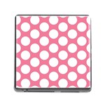 Pink Polkadot Memory Card Reader with Storage (Square) Front