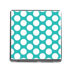 Turquoise Polkadot Pattern Memory Card Reader With Storage (square) by Zandiepants