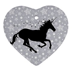 Unicorn On Starry Background Heart Ornament by StuffOrSomething