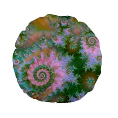 Rose Forest Green, Abstract Swirl Dance 15  Premium Round Cushion  by DianeClancy