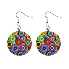 Psychedelic Flowers Mini Button Earrings by StuffOrSomething