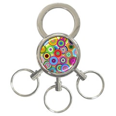 Psychedelic Flowers 3-ring Key Chain