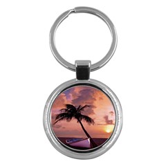 Sunset At The Beach Key Chain (round) by StuffOrSomething