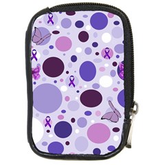 Purple Awareness Dots Compact Camera Leather Case by FunWithFibro