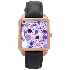 Purple Awareness Dots Rose Gold Leather Watch  by FunWithFibro