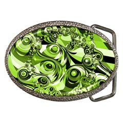 Retro Green Abstract Belt Buckle (oval)