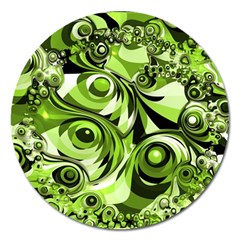 Retro Green Abstract Magnet 5  (round)