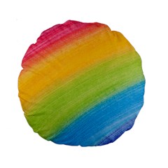 Acrylic Rainbow 15  Premium Round Cushion  by StuffOrSomething