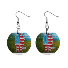 Painted Flag Big Foot Austral Mini Button Earrings