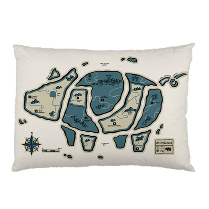 Map of the Swine Islands Pillow Case (Two Sides)