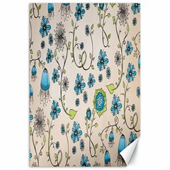 Whimsical Flowers Blue Canvas 20  X 30  (unframed) by Zandiepants