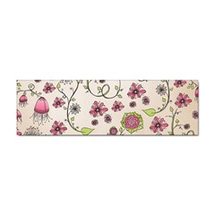 Pink Whimsical Flowers On Beige Bumper Sticker 100 Pack by Zandiepants