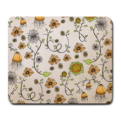 Yellow Whimsical Flowers  Large Mouse Pad (rectangle) by Zandiepants
