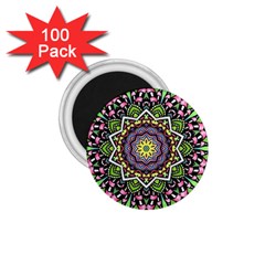 Psychedelic Leaves Mandala 1 75  Button Magnet (100 Pack) by Zandiepants