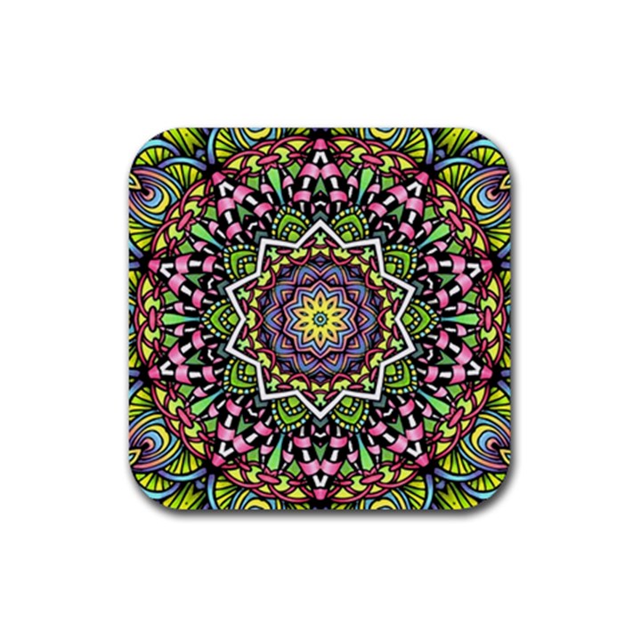 Psychedelic Leaves Mandala Drink Coaster (Square)