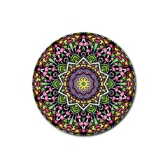Psychedelic Leaves Mandala Drink Coaster (round) by Zandiepants