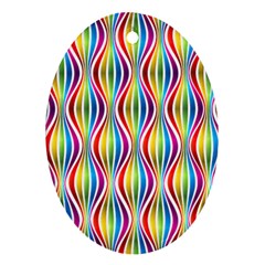 Rainbow Waves Oval Ornament by Colorfulplayground