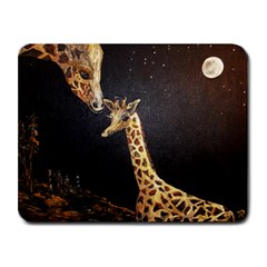Baby Giraffe And Mom Under The Moon Small Mouse Pad (rectangle) by rokinronda