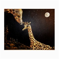 Baby Giraffe And Mom Under The Moon Glasses Cloth (small, Two Sided) by rokinronda