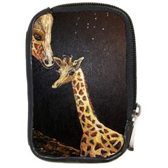 Baby Giraffe And Mom Under The Moon Compact Camera Leather Case by rokinronda