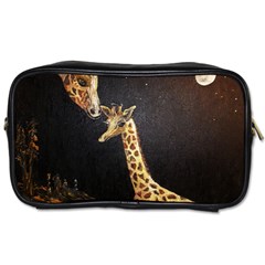 Baby Giraffe And Mom Under The Moon Travel Toiletry Bag (one Side) by rokinronda