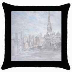Eiffel Tower Paris Black Throw Pillow Case by rokinronda