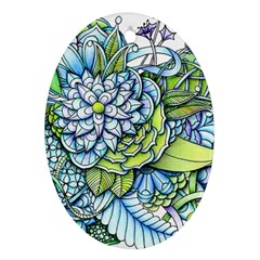 Peaceful Flower Garden Oval Ornament (two Sides) by Zandiepants