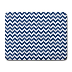 Dark Blue And White Zigzag Small Mouse Pad (rectangle) by Zandiepants