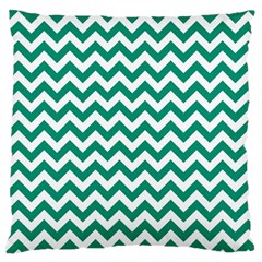 Emerald Green And White Zigzag Large Cushion Case (single Sided)  by Zandiepants