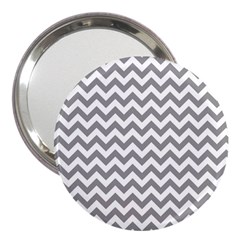 Grey And White Zigzag 3  Handbag Mirror by Zandiepants