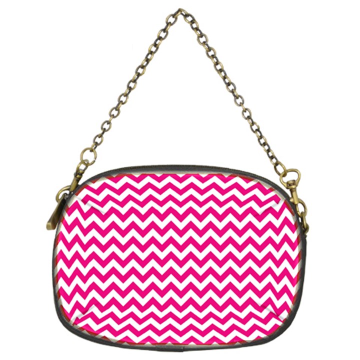 Hot Pink And White Zigzag Chain Purse (Two Sided) 